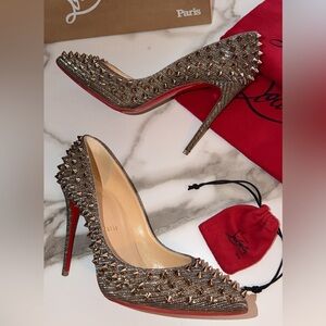 Christian Louboutin Metallic Spiked Heels 36.5